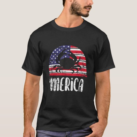 Amerika Krab Amerikaanse Vlag USA Patriottische On T-shirt (Voorkant)