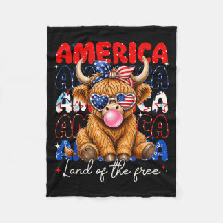 Amerika Land Van De Hooglandkoe Patriotische Vrouw Fleece Deken