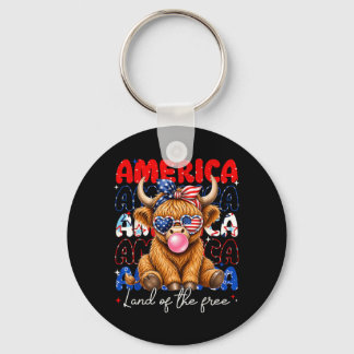 Amerika Land Van De Hooglandkoe Patriotische Vrouw Sleutelhanger