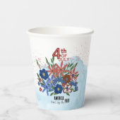 "Amerika Land van de Vrije" 4 Juli Bloemen Papieren Bekers (Achterkant)