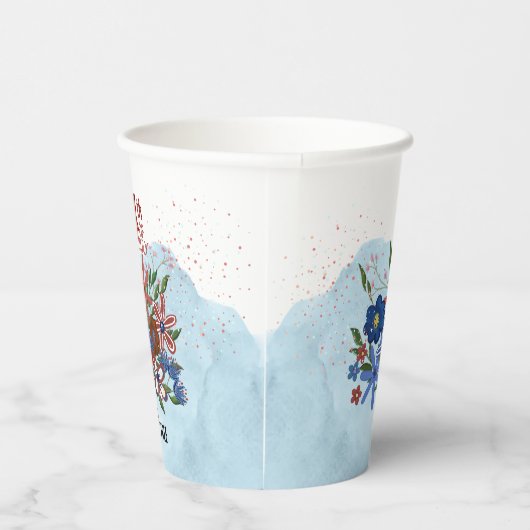 "Amerika Land van de Vrije" 4 Juli Bloemen Papieren Bekers (Rechts)