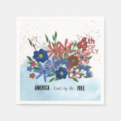 "Amerika Land van de Vrije" 4th of July Bloemen Servet (Voorkant)