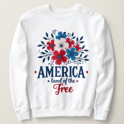 Amerika Land van de Vrije – Rood Wit & Blauw Bloem Trui (Design voorkant)