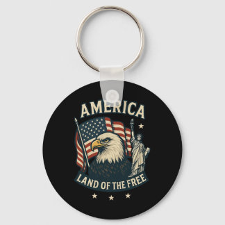 Amerika Land Van De Vrijen Vlag 4 Juli Sleutelhanger
