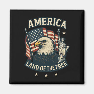 Amerika Land Van De Vrijen Vlag Van De VS 4 Juli Magneet