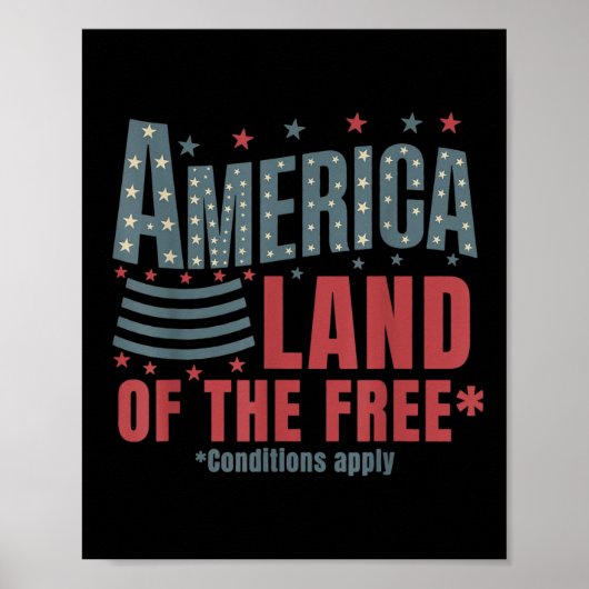 Amerika Land Van De Vrijheid Patriottische 4e Juli Poster (Voorkant)