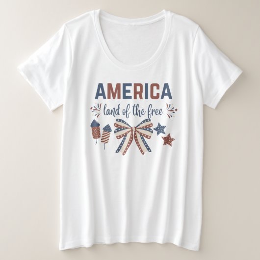 Amerika – Land van het T-shirt van de Vrije Vrouw (Design voorkant)