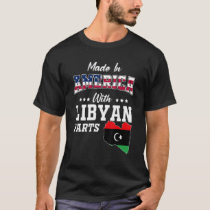 Amerika Libië Onderdelen Libië Kaart VS Vlag Afkom T-shirt