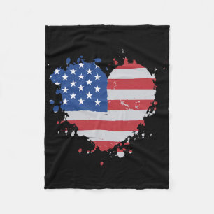 Amerika liefdesvlag VS Heart 4 juli Amerikaanse P Fleece Deken