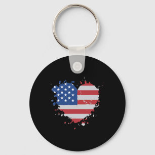 Amerika liefdesvlag VS Heart 4 juli Amerikaanse P Sleutelhanger