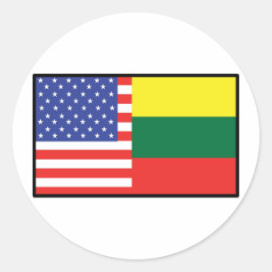 Amerika Litouwen Ronde Sticker