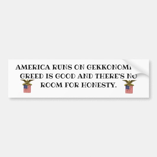 AMERIKA LOOPT OP GEKKONOMICS BUMPERSTICKER (Voorkant)