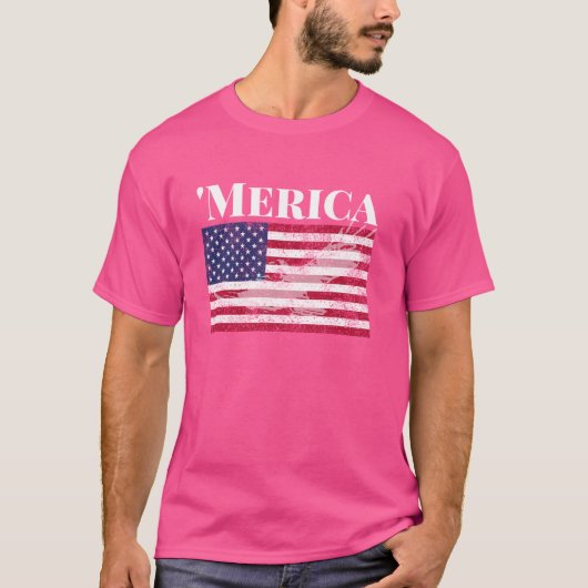 Amerika met Amerikaanse vlag T-shirt (Voorkant)