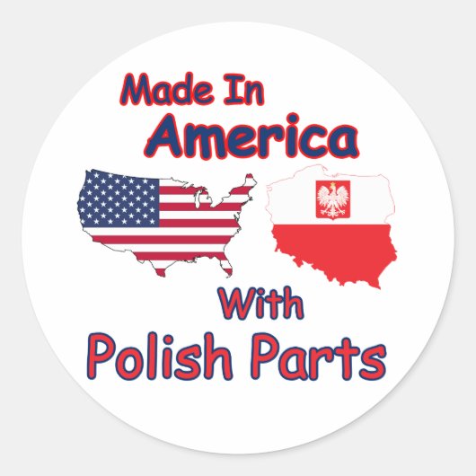 Amerika met Poolse delen Ronde Sticker (Voorkant)