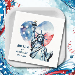 Amerika Mijn Hartsvuur 1776-2026 Patriottisch Servet