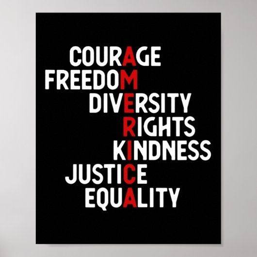 Amerika Moed Vrijheid Diversiteit Rechten Vriendsc Poster (Voorkant)