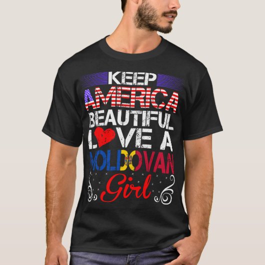 Amerika Mooi Liefde Moldavisch Meisje Gift T-shirt (Voorkant)
