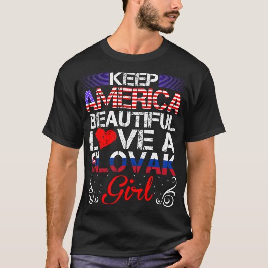 Amerika Mooi Liefde Slovaaks Meisje Gift T-shirt (Voorkant)
