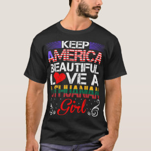 Amerika Mooie Liefde Litouwse Meisje Gift T-shirt