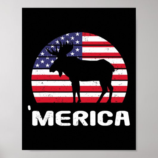 Amerika Moose Amerikaanse vlag Verenigde Staten Pa Poster (Voorkant)
