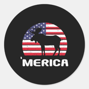 Amerika Moose Amerikaanse vlag Verenigde Staten Pa Ronde Sticker