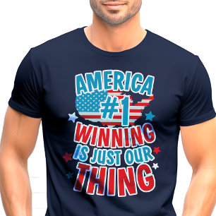 Amerika Nummer Eén Winnende Patriottische T-shirt