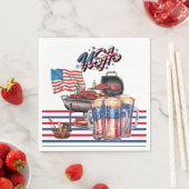 Amerika Onafhankelijkheidsdag 4 juli Barbecuefeest Servet (Insitu)