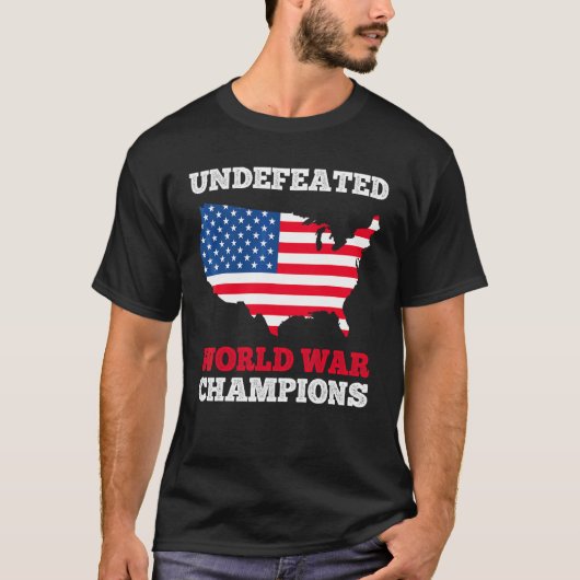 Amerika Onverslagen Wereldoorlog Kampioenen Vlag 4 T-shirt (Voorkant)
