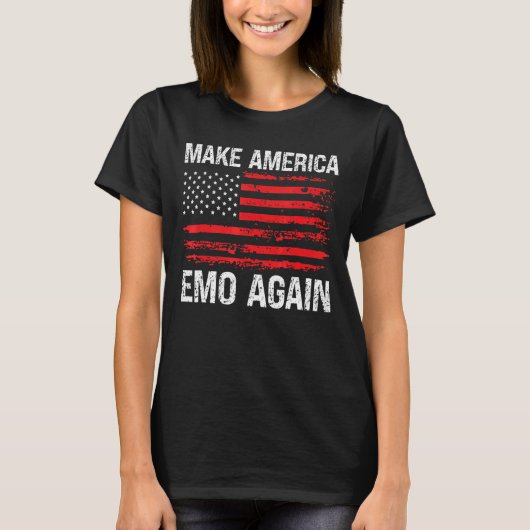 Amerika opnieuw laten emo VS vlag versperren Gothi T-shirt (Voorkant)