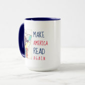 Amerika opnieuw lezen Literacy White en Blue Mok (Voorkant links)