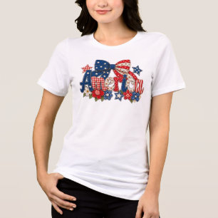 Amerika Patriotische Boog en Bloemsterren Viering Tri-Blend Shirt