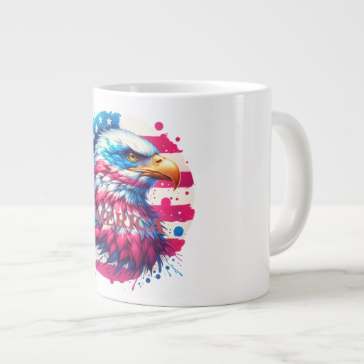Amerika – Patriottisch USA Design voor 4 juli, Ve Grote Koffiekop (Voorkant rechts)