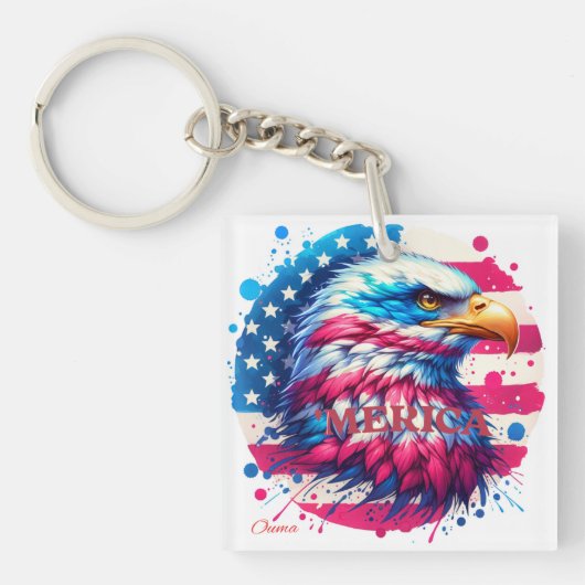 Amerika – Patriottisch USA Design voor 4 juli, Ve Sleutelhanger (voorkant)