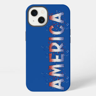 Amerika Patriottische Glans Woord Kunst iPhone 13 Hoesje