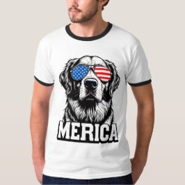 Amerika - Patriottische Golden Retriever T-shirt