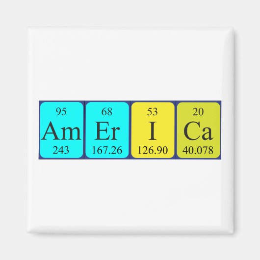 Amerika periodiek table name magnet (Voorkant)