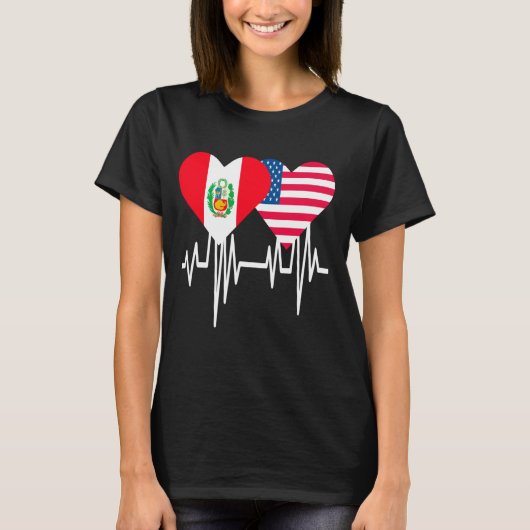 Amerika Peru koppelt het hart T-shirt (Voorkant)