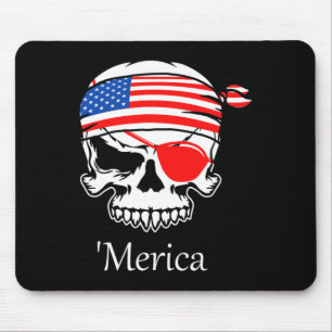 Amerika Pirate Skull Flag op 4 juli Onafhankelijkh Muismat