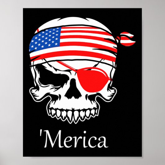 Amerika Pirate Skull Flag op 4 juli Onafhankelijkh Poster (Voorkant)