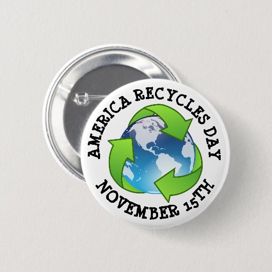 Amerika Recycles Day 15 november Ronde Button 5,7 Cm (Voorkant /achterkant)