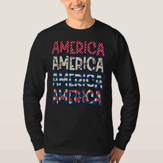 Amerika Retro Amerikaanse Vlag Patriottisch 4e T-shirt (Voorkant)