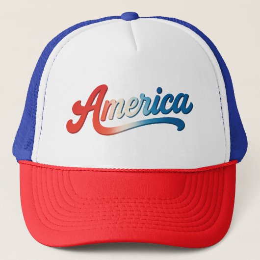 Amerika Retro Gradient - Patriottische USA Vlag St Trucker Pet (Voorkant)