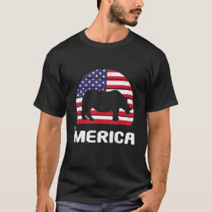 Amerika Rhino Amerikaanse vlag Verenigde Staten Pa T-shirt