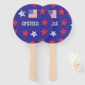 AMERIKA Rode Witte en Blauwe Sterren en Vlag Handwaaier (Voorkant en achterkant)