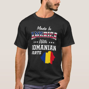 Amerika Roemeense delen Roemenië Kaart VS Vlag Anc T-shirt
