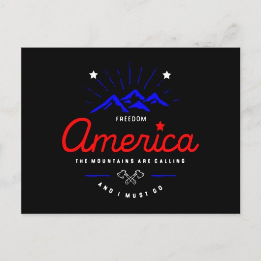Amerika roept, ik moet gaan Donkere kleur Briefkaart (Voorkant)