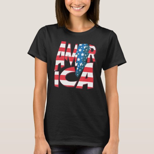 Amerika Rood Blauw Wit Verenigde Staten Vlag Macht T-shirt (Voorkant)