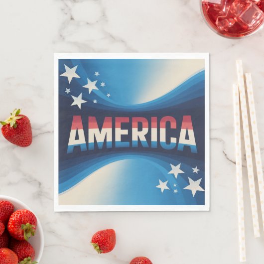 Amerika Rood Wit Blauw Lunch Servetten Set (Insitu)