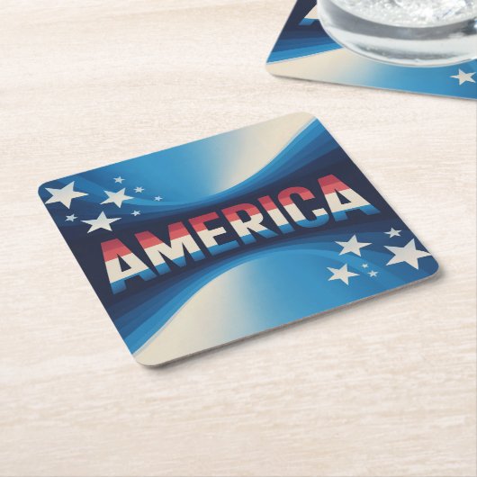 Amerika Rood Wit Blauw Onderzetter Set (Schuin)