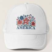 Amerika Rood, Wit en Blauw Bloemen tTrucker Pet (Voorkant)